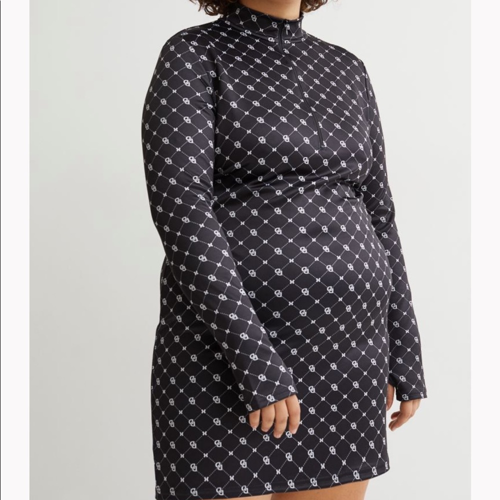 Black monogram short dress